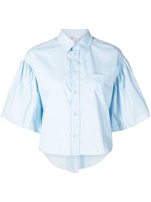 RED Valentino puff-sleeved cropped shirt - Blue