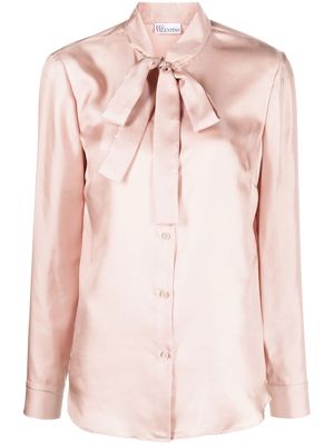 RED Valentino pussy-bow collar silk-satin shirt - Pink
