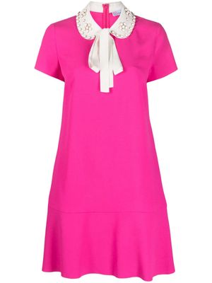 RED Valentino rhinestone-embellished collar mini dress - Pink