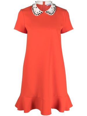RED Valentino rhinestone-embellished collar minidress - Orange