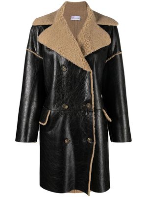 RED Valentino shearling-trim leather jacket - Black