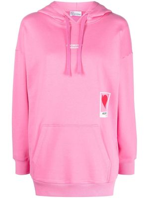 RED Valentino slogan-print cotton hoodie - Pink