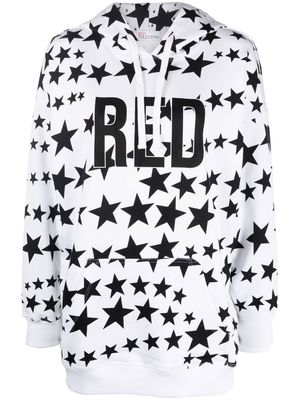 RED Valentino star-print drawstring hoodie - White