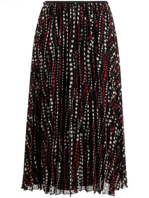 RED Valentino star-print pleated skirt - Black