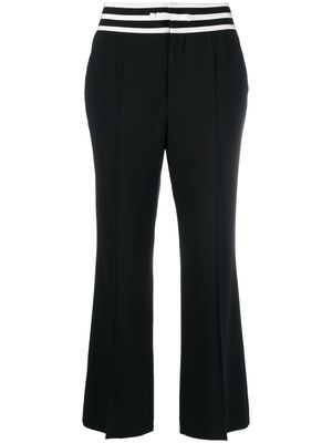 RED Valentino stripe-detail cropped flare trousers - Black