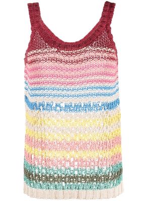 RED Valentino striped crochet-knit top - Pink