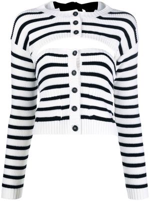RED Valentino striped knit cardigan - White