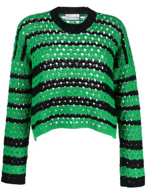 RED Valentino striped open-knit cotton jumper - Green