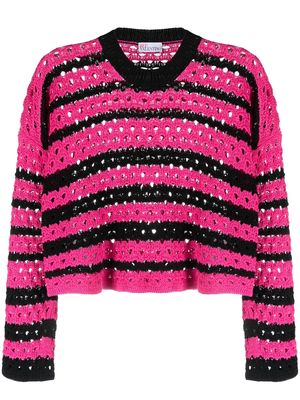 RED Valentino striped open-knit cotton jumper - Pink