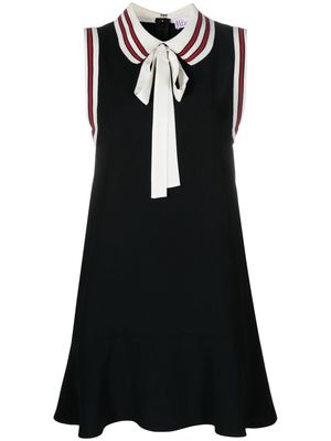 RED Valentino striped-trim polo collar mini dress - Black