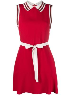 RED Valentino striped-trim polo collar mini dress