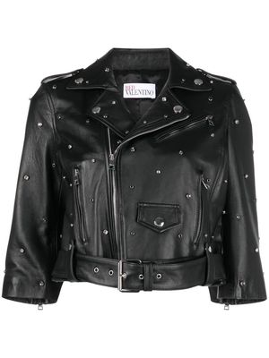 RED Valentino stud-embellished leather jacket - Black