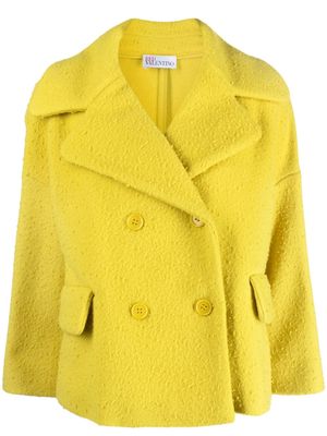 RED Valentino textured double-breasted virgin wool jacket - Yellow