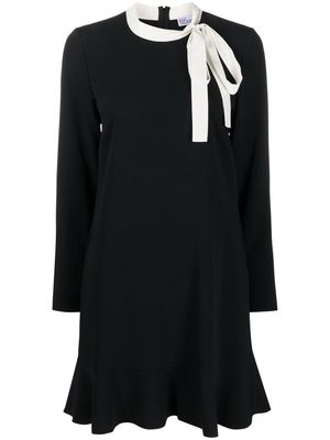 RED Valentino tie-front long-sleeved midi dress - Black