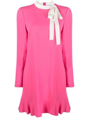 RED Valentino tie-front long-sleeved midi dress - Pink