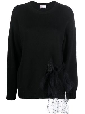 RED Valentino tulle-detail knitted jumper - Black
