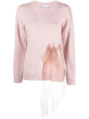 RED Valentino tulle-detail knitted jumper - Pink
