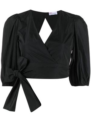 RED Valentino V-neck cropped wrap blouse - Black