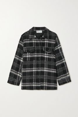 REDValentino - Pleated Checked Wool-blend Jacket - Black