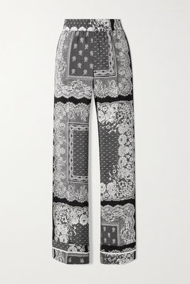 REDValentino - Printed Silk Straight-leg Pants - Black