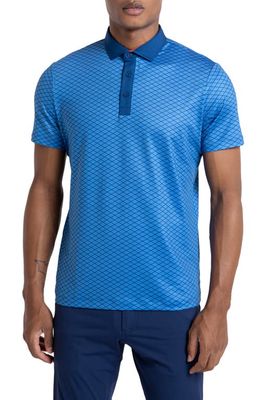 Redvanly Amherst Geo Print Performance Golf Polo in Marina/Classic Blue