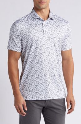 Redvanly Beech Floral Performance Polo in Glacier Gray 