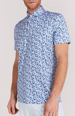 Redvanly Beech Floral Performance Polo in Mazarine Blue 