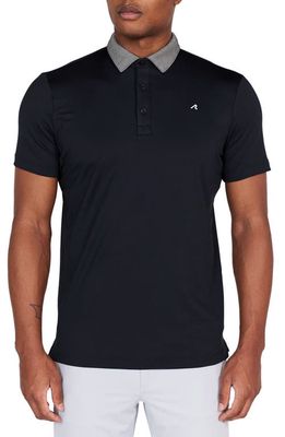 Redvanly Darby Contrast Collar Performance Golf Polo in Tuxedo