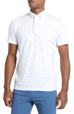 Redvanly Hudson Seed Print Performance Golf Polo in Bright White