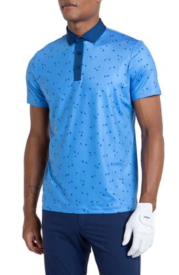 Redvanly Hudson Seed Print Performance Golf Polo in Marina