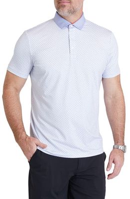 Redvanly Jarvis Geo Print Performance Golf Polo in Cosmic Sky