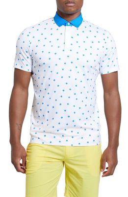 Redvanly Julian Floral Performance Golf Polo in Bright White