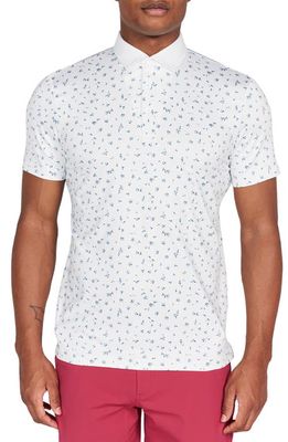 Redvanly Malmo Floral Performance Golf Polo in Bright White