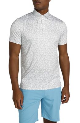 Redvanly Norton Geo Print Performance Golf Polo in Glacier Gray 