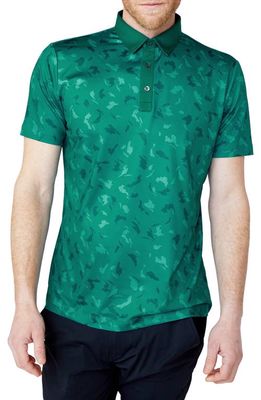 Redvanly Octavia Spatter Print Performance Golf Polo in Evergreen