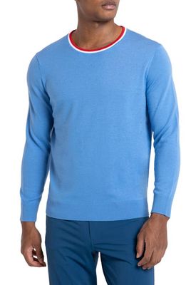 Redvanly Robinson Tipped Wool Golf Crewneck Sweater in Marina