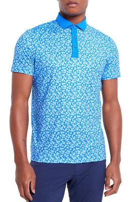 Redvanly Sutton Floral Performance Golf Polo in Cobalt