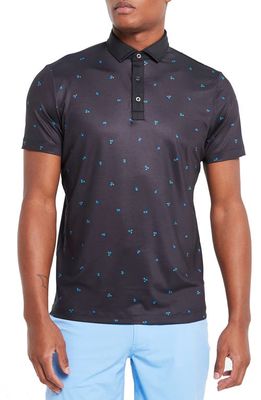 Redvanly Union Floral Performance Golf Polo in Tuxedo