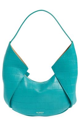 Ree Projects Mini Riva Croc Embossed Leather Tote in Turquoise Croc