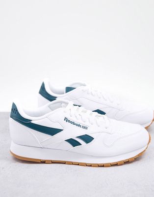 Reebok Classic Leather sneakers in white and green - WHITE