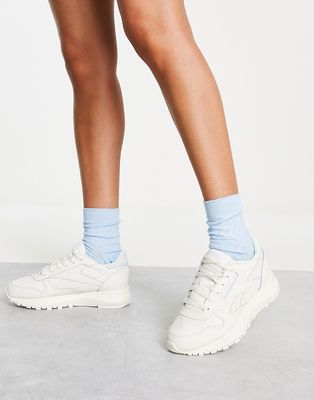Reebok Classic Leather SP sneakers in chalk and baby blue-White