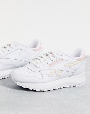 Reebok Classic Leather SP sneakers in white and porcelain pink