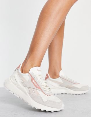 Reebok Classic Legacy AZ sneakers in chalk and pink-White