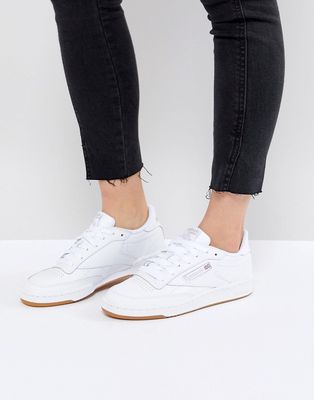 Reebok Classics Club C 85 sneakers in white with gum sole