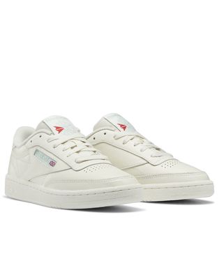 Reebok Club C 85 sneakers in chalk with sage detail-White