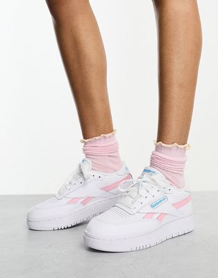 Reebok Club C Double Revenge sneakers in white with pink detail