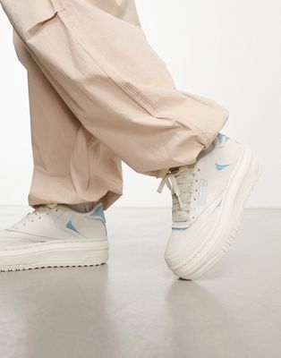 Reebok Club C Extra sneakers in chalk with baby blue detail-White