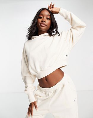 Reebok cropped hoodie in off white - CREAM