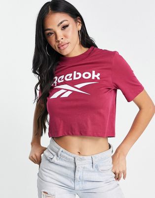 Reebok Identity Cropped T-shirt in berry pink