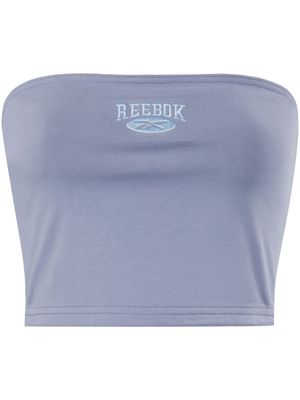 Reebok logo-embroidered cotton bandeau top - Blue